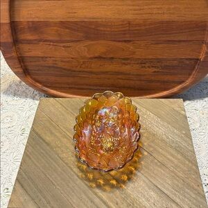 Vintage Carnival Marigold Pansy Relish Glass Bowl